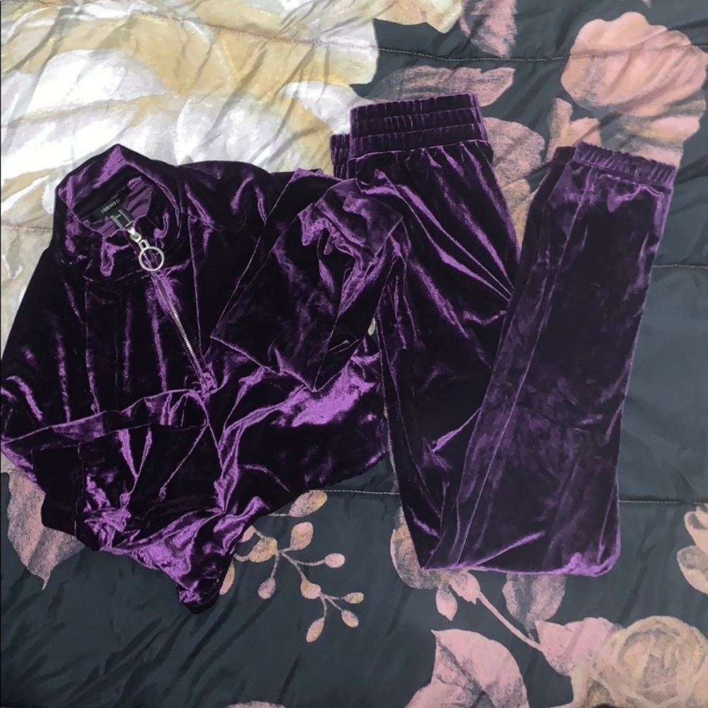 Two piece purple velvet set
